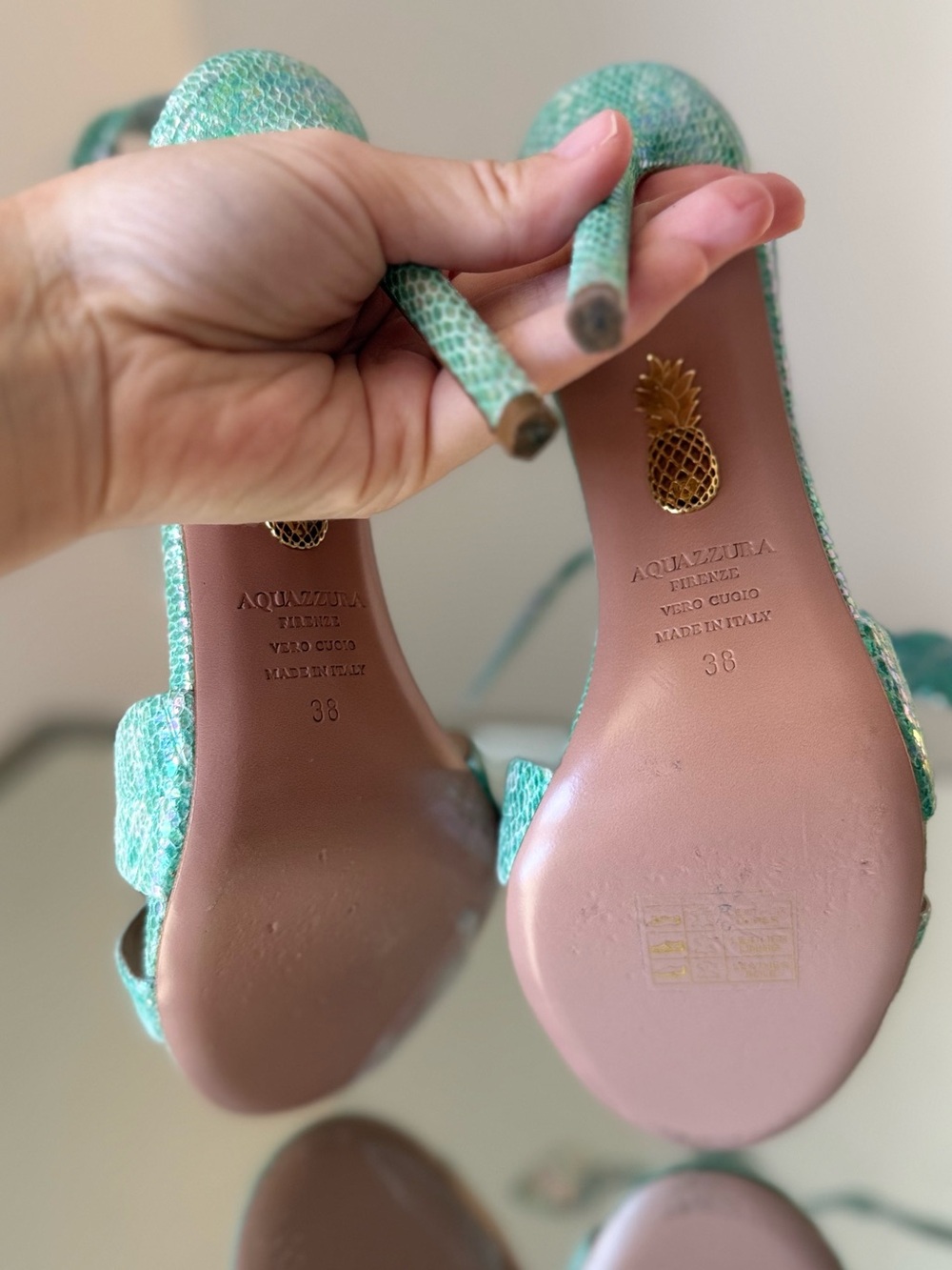 Like new Aquazzura 105mm leaf-detail ankle-tie sandals $1,095 38 - Picture 10 of 11